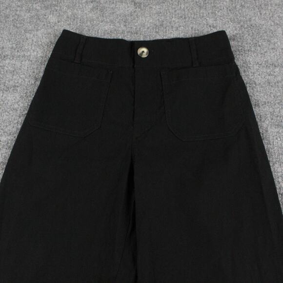 Maeve Pants 27P The Colette Wide Leg Crop Linen Blend Black Casual Work Chic - Picture 5 of 14